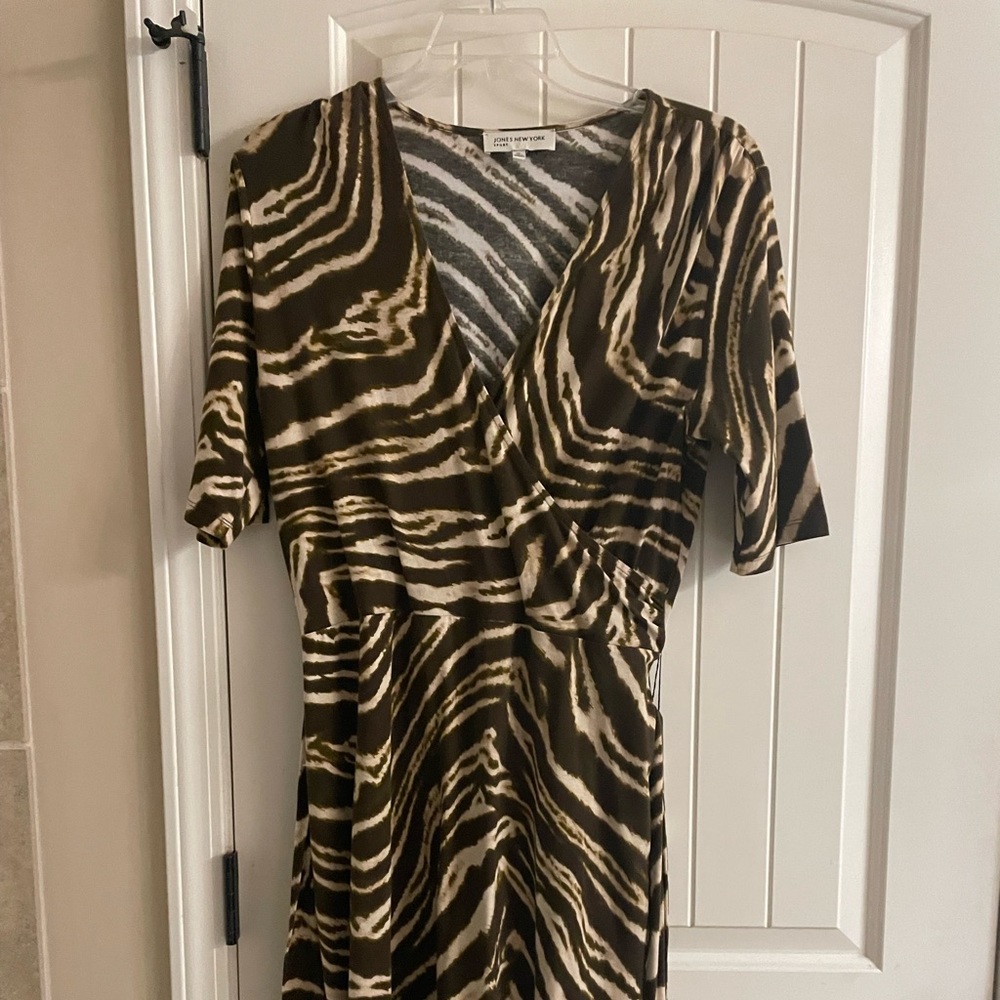 Jones NY sport brown/beige stretchy dress midi Xl